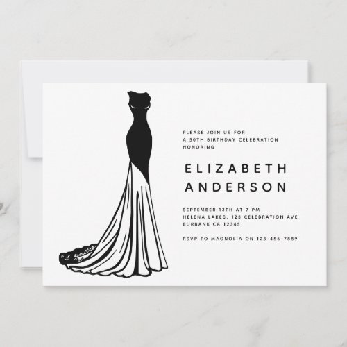 Elegant Black Dress Birthday Invitation