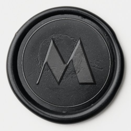 Elegant Black Embossed Initial Seal Wax Seal Sticker