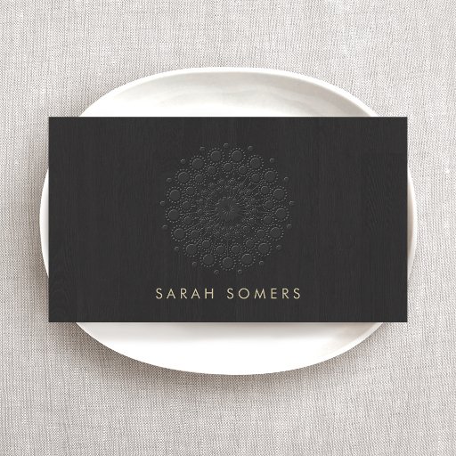 Customizable Simple and Elegant Embossed Motif Look Black Business Card Template