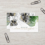 Elegant Black Emerald Gold Accent Alcohol Ink Business Card at Zazzle