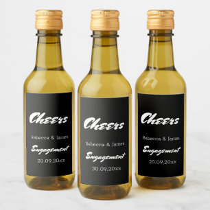 Elegant Black Engagement Wedding Favors Mini Wine Label