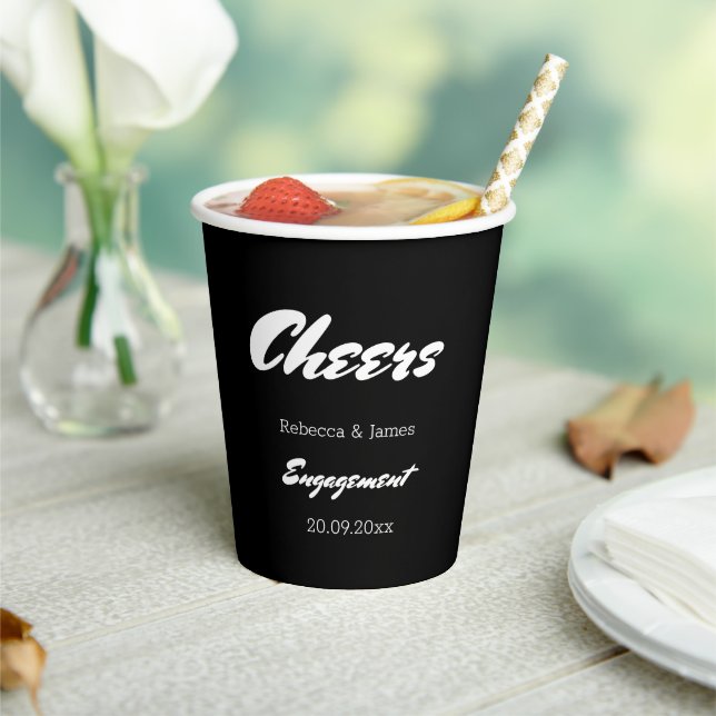 Elegant Black Engagement Wedding Favors  Paper Cups (Insitu)