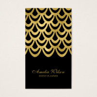 Elegant Black Event Planner Geometric Social Media Business Card