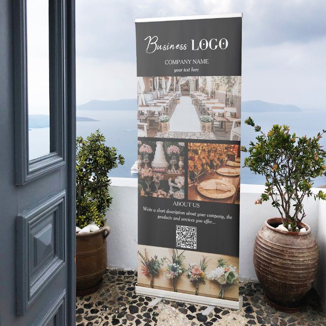 Elegant Black Event Planning Business 4 Photos  Retractable Banner (Creator Uploaded)
