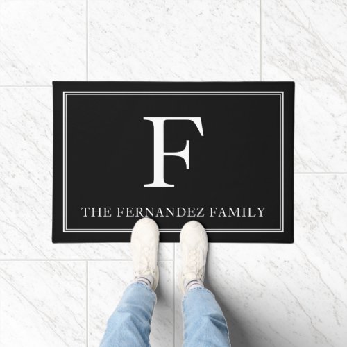 Elegant Black Family Name Doormat