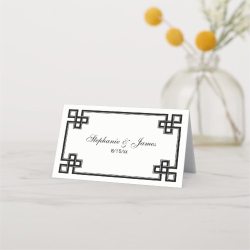 Elegant Black Fancy Greek Key Escort Cards