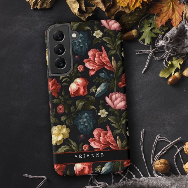 Elegant Black Fantasy Floral Personalized Samsung Galaxy Case (Creator Uploaded)