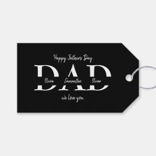 Elegant Black Father's Day - Kid's Names Gift Tags