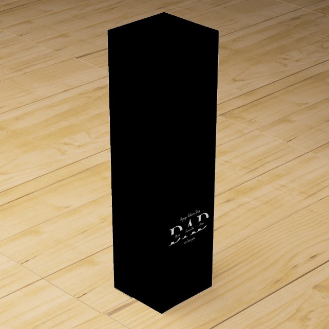 Elegant Black Father's Day - Kid's Names |  Wine Box (Front)