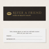 Elegant Black Faux Gold Beauty Salon Referral Card (Front & Back)