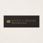 Elegant Black Faux Gold Beauty Salon Referral Card (Front)