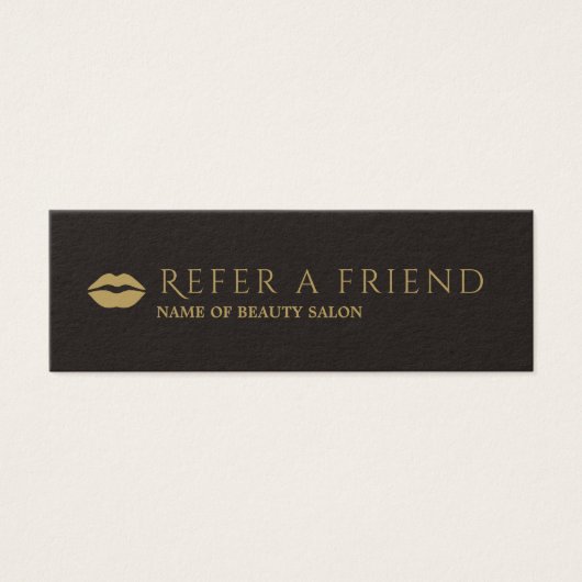 Elegant Black Faux Gold Beauty Salon Referral Card (Front)