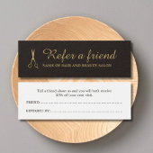 Elegant Black Faux Gold Beauty Salon Referral Card