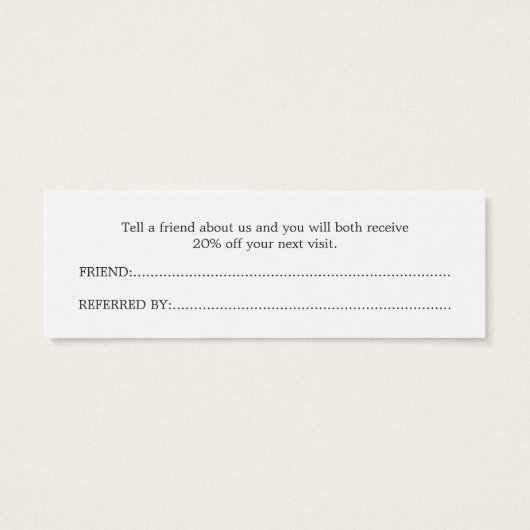 Elegant Black Faux Gold Beauty Salon Referral Card (Back)