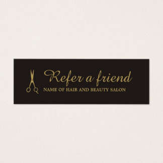 Elegant Black Faux Gold Beauty Salon Referral Card