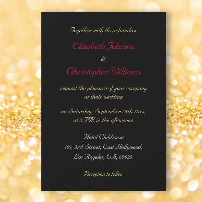 Elegant Black Faux Gold Custom Wedding Invitation (Elegant Black Faux Gold Custom Wedding Invitation)
