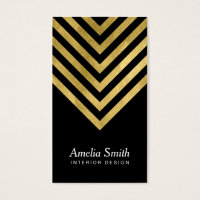 Elegant Black Faux Gold Geometric Social Media Business Card