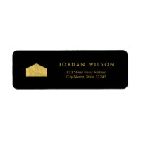 Elegant Black Faux Gold House Return Address Label