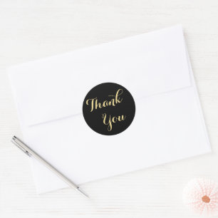 Elegant Black Faux Gold Party Favors Thank You Classic Round Sticker