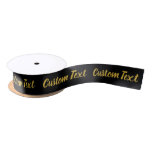Elegant Black Faux Gold Script Text Template Satin Ribbon