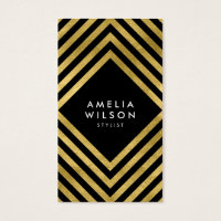 Elegant Black Faux Gold Stylist Social Media Business Card