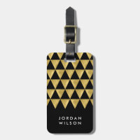 Elegant Black Faux Gold Triangle Luggage Tag