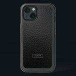 Elegant Black Faux Leather Custom Monogram iPhone 13 Case<br><div class="desc">Minimalistic slick black vintage leather texture with custom and optional monogram.</div>