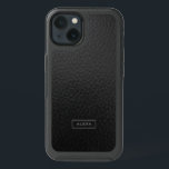 Elegant Black Faux Leather Custom Monogram iPhone 13 Case<br><div class="desc">Minimalistic slick black vintage leather texture with custom and optional monogram.</div>