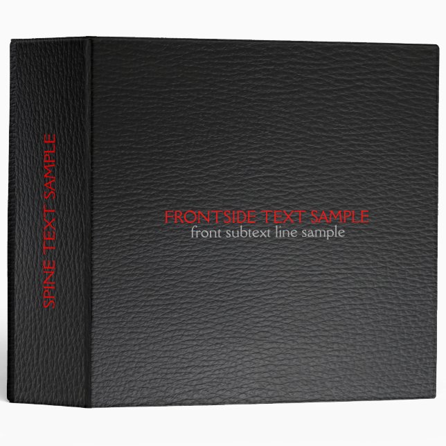 Elegant Black Faux Leather Look Red Accents Binder (Front/Spine)