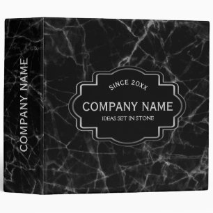 Elegant Black Faux Marble Stone Grain Pattern Binder
