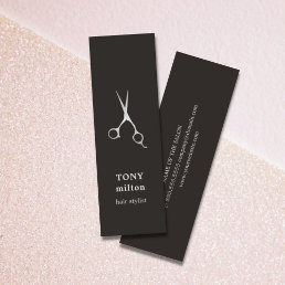 Elegant Black Faux Silver Scissors Hairstylist Mini Business Card