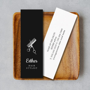 Elegant Black Faux Silver Scissors Hairstylist Mini Business Card