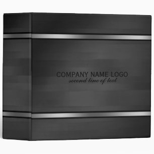 Elegant Black Faux Wood Stripes Silver Accent Binder