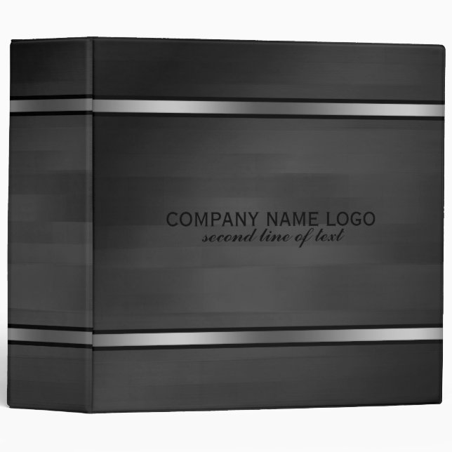 Elegant Black Faux Wood Stripes Silver Accent Binder (Front/Spine)