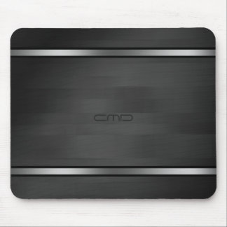Elegant Black Faux Wood Stripes Silver Accent Mouse Pad