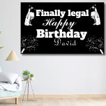 Elegant Black Finally Legal 21st Birthday Banner<br><div class="desc">Mark the moment with our Elegant Black Finally Legal 21st Birthday Banner, the epitome of modern and minimalist birthday decorations. This banner, adorned with calligraphy script typography, captures the essence of turning twenty-one. Whether for her or him, make the celebration memorable with a touch of elegance in black and white,...</div>