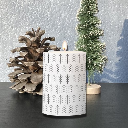 Elegant Black Fir Tree Pattern Christmas Candle