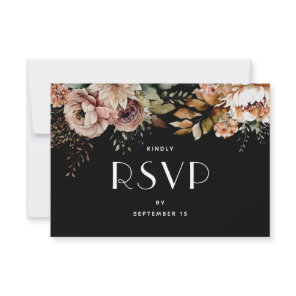 Elegant Black Floral Boho Wedding | Meal Choice RSVP Card