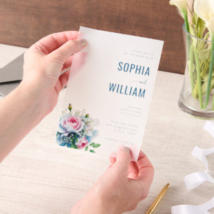 Elegant Black Floral Bouquet Vellum Invitations