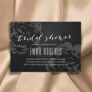 Elegant Black Floral Bridal Shower Invitation
