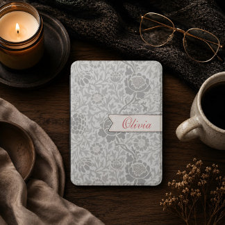 Elegant Black Floral Custom Name Kindle Cover