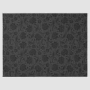Elegant Black Floral Damasks 2 Over Dark Gray Tissue Paper