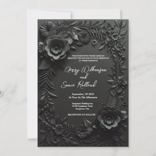 Elegant Black Floral Invitation
