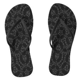 Elegant Black Floral Lace Pattern Summer Flip-Flop Flip Flops