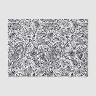 Elegant Black Floral Paisley White Background 3 Tissue Paper