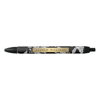 Elegant Black Floral Pattern 3 Personalized Pen