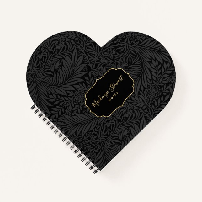 Elegant Black Floral Pattern Sketchbook Notebook (Front)