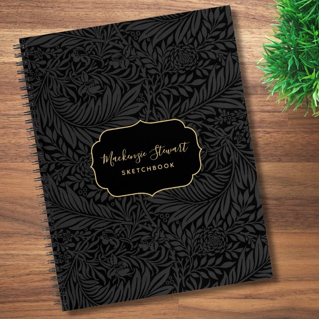 Elegant Black Floral Pattern Sketchbook Notebook (Creator Uploaded)