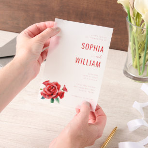 Elegant Black Floral Roses Vellum Invitations