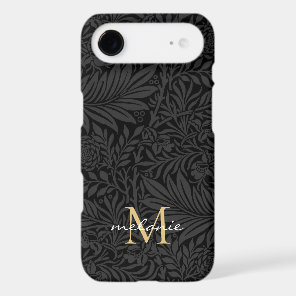 Elegant Black Floral Script Monogram iPhone 17 Air Case